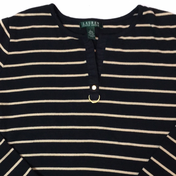 RALPH LAUREN long sleeve Top . Black/Cream - Picture 3 of 10